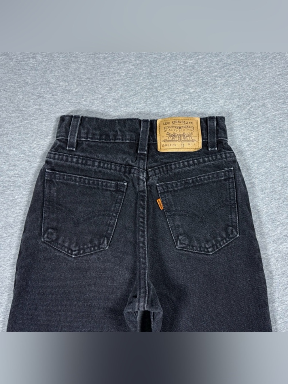 Vintage Kids Boys Levi's Jeans Black Orange Tab Size 12 Slim Youth 90s USA Made